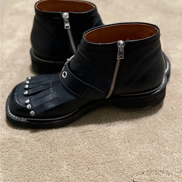 Marni Black Leather Fringe Boots - Picture 3 of 5